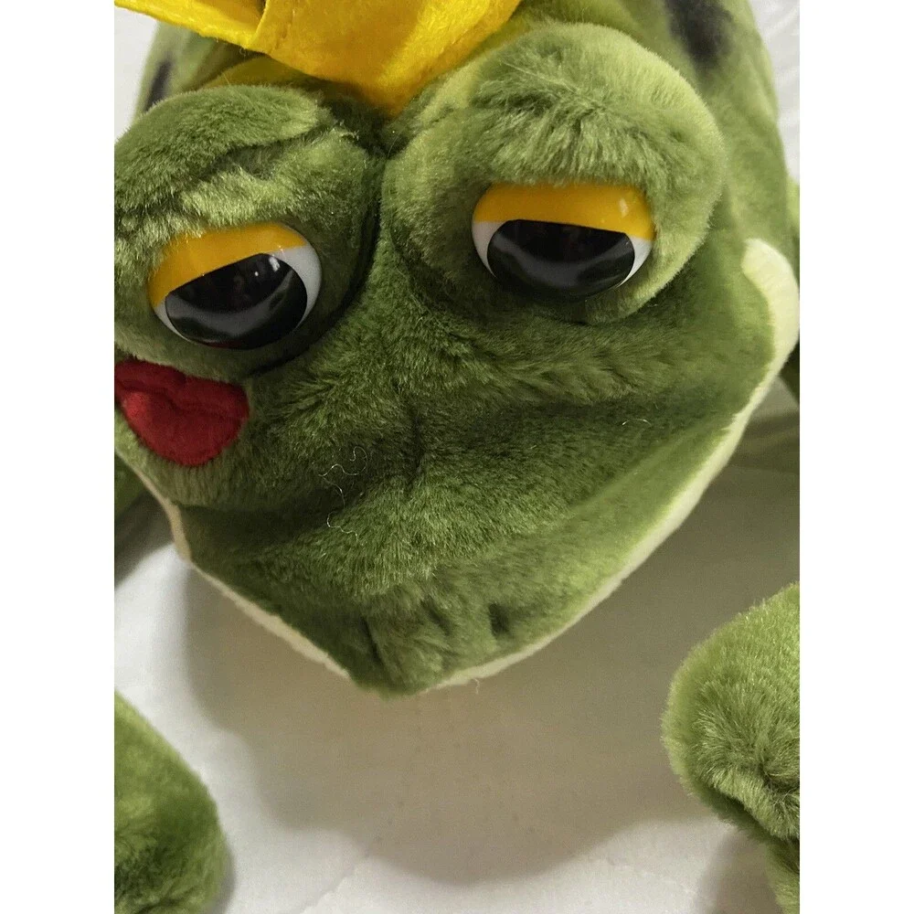 Prince Frog 14” Plush Stuffed Animal handmade A & A Plush With Red Kiss